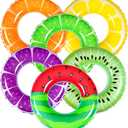 6 Pcs Fruit Inflatable Pool Floats Swimming Rings Watermelon Orange Grape Lemon Kiwi Pool Toys Swim Tubes Rings Inflatable Tubes Bulk for Adults Beach Outdoor Party Supplies Water Fun Toys