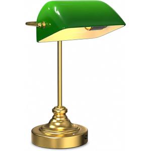 MOKOQI Cordless Bankers Lamp, Green Bankers Desk Lamp RechargeableCordless Table Lamp with Dimming, Compact Vintage Library Lamp with Light Bulb Set for Home Office