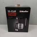 Mueller 12-Cup Drip Coffee Maker - Borosilicate Carafe, Auto-Off, Reusable Filter, Anti-Drip, Keep-Warm Function, Clear Water Level Window Coffee Machine, Kitchen Essentials & Accessories