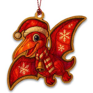 2 x Pterodactyl Ornament Cute Dinosaur Flying Dino Decor Kids Holiday Card Christmas Dino Ornament Suncatcher Effect Stained Glass Window Hanging Car Hanging