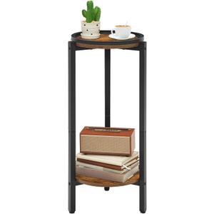 HOOBRO Small Round Side Table for Small Spaces, 28.7" H Tall Coffee Drink Table for Sofa Couch Corner, Circle End Table, Slim Nightstand for Living Room, Bedroom, Rustic Brown BF167BZ01