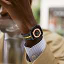 CHANCHY Stainless Steel Band for Apple Watch Band Apple Watch Ultra 3/2/1 Band 49mm, Series 11/10 46mm, 9/8/7 45mm, SE3/SE2/SE 6/5/4 44mm, 3/2/1 42mm, Metal Strap with Folding Clasp for Men, Titanium (Black/Gold)