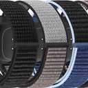 Sport Loop Compatible with Fitbit Versa 4 Fitbit Sense 2 Fitbit Versa 3 Fitbit Sense for Women Men,Soft Nylon Adjustable Breathable Replacement Wristband for Sense/Sense 2/Versa 3/Versa 4 (Black+Grey+Midnight+Black Rainbow)