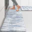 MAYHMYO Blue Kitchen Rugs Anti Fatigue Cushioned Non Skid Waterproof Runner Rug and Mats Memory Foam for Floor Laundry Office Sink