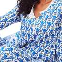 Womens Henley Pajamas Set 2 Piece Long Sleeve Monkey Print Lounge Sets Preppy Sleepwear Pjs for Bridal Party, Holiday & Travel Outfit(Blue, XX-Small) (XS)