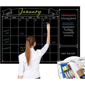 Party Funny Dry Erase Black Laminated jumbo Chalk Board Wall Calendar, 38-Inch by 50-Inch,Erasable Monthly huge weekly chalkboard bulletin board,better than wall decor sticker