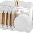 Q Tip Holder for Bathroom with 3 Compartments, Cute Clear Plastic Bathroom Container Jars Canister Dispenser with Lid for Cotton Swab, Ball, Pad, Round, Floss, Bathroom Organizer and Storage