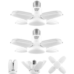 JUNEDOO LED Garage Light Bulbs 38W, E26 Edison Screw Bulbs, 6500K Daylight White, 4200Lm, 300W Incandescent Bulbs Equivalent, No Dimmable, Pack of 2