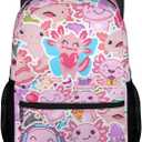 Girls Backpack for School - 16" Cute Axolotl Backpacks for Kids - Pink Large Capacity Lightweight Bookbag for Students - Cartoon Animals School Bag for Preschool