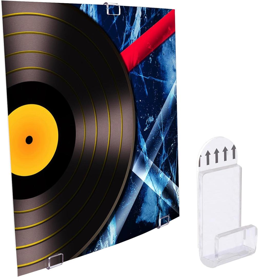 Antilope 6 Sets 18Pcs Vinyl Record Wall Mount Display Holder No Screws, Self Adhesive Clear Acrylic Vinyl Record Hangers Shelf for Album Covers Display and Home Wall Decoration -Single LP