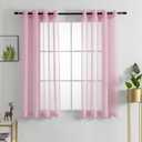 HUTO Set of 2 Panels Solid Color Pink Sheer Curtains Elegant Grommet Top Window Voile Panels/Drapes/Treatment for Bedroom Living Room (54X45 Inches)