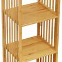2026 Upgraded Natural Bamboo Multi-Purpose 4-Tier Storage Floor Cabinet, Freestanding bamboo bathroom cabinet , Multifunctional Floor Shelving Unit/ linen cabinet for Bathroom, Kitchen & Living Room