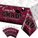 6 Pack Graduation Tablecloth Party Decorations, Class of 2026 Congrats Grad Plastic Tablecover Party Supplies, Maroon Rectangle Graduation Table Decorations for College High School Party, 54 x 108Inch