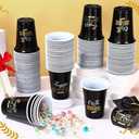 100 Pcs Graduation Cups Class of 2025 Party Plastic Cups 12 oz Graduation Decorations Congrats Grad Disposable Tableware Hot Cold Drinks for School Supplies Festive Celebration(Black)