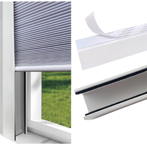 U Channel Blackout PVC Light Blocking Strips for Roller Blinds Light Gap Blockers Window Shades Side Tracks Cordless Shades/Bedroom Sleep, Fits Curtain Rod Bottom Thickness ≤1.3" (White,58",2Pcs)