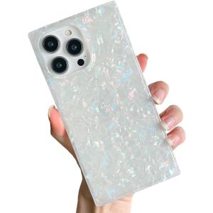 KERZZIL Elegent Pearl Pattern Compatible with iPhone Rectangle Edge Case, Slim Soft TPU Silicone Protective Bumper Cases Cover(Colorful Pearl,15)