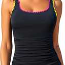 Aqua Eve Tankini Tops for Women Swimwear Top Only Tummy Control Bathing Suit Top No Bottom XXL