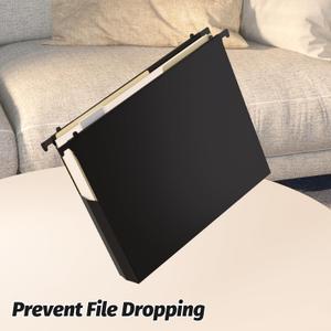Shutex Extra Capacity Plastic Hanging File Folders,18 Pack Reinforced Hang Folders Letter Size,Accordian Pocket,Heavy Duty 2 Inch Expansion,Hard Hanging Folder Organizer for Office Home,Black