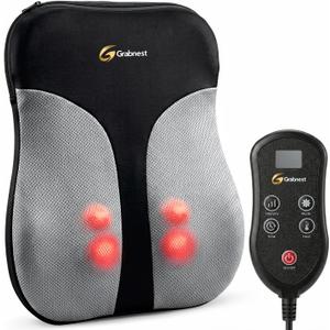 Shiatsu Back Massager with Heat for Chair & Car, Electric Deep Tissue Massage Cushion, Adjustable Heat, Rolling & Kneading Mid & Lower Back Massager for Home, Office & Driving