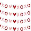 4Pcs XOXO Heart Garland Red and Pink, Valentines Day Decorations,Valentines XOXO Decor,Heart Hanging Garland, Valentines XOXO Banner Heart Decorations