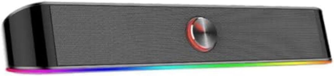 Redragon GS560 RGB Desktop Soundbar, 2.0 Channel Computer Speaker with Dynamic Lighting Bar Audio-Light Sync/Display, Touch-Control Backlit with Volume Knob, USB Powered w/ 3.5mm Cable