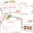 Marriage Advice For The Bride Cards - 50 Pcs Wedding Advice And Wishes Cards For Floral Bridal Shower Decorations, Advice Cards For Bridal Shower Party Decor