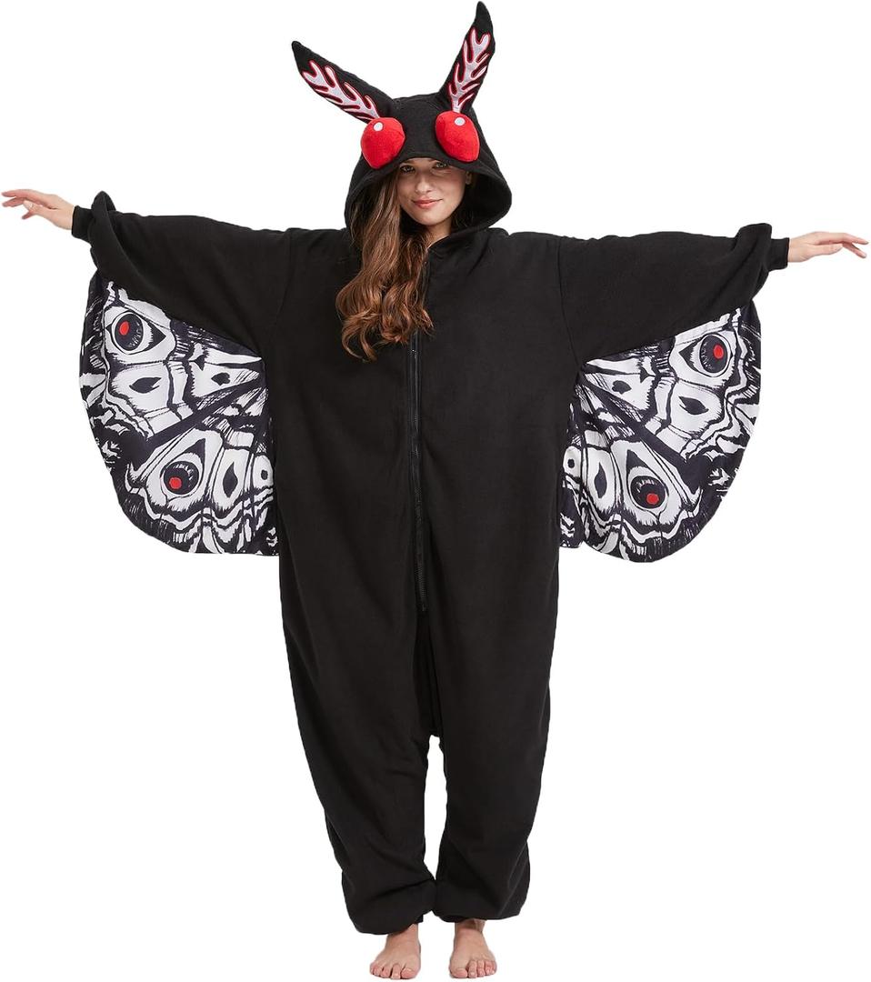 Mothman Costume Mothman Onesie Pajamas Halloween Cosplay Unisex Party Costume (Medium)