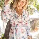 Sunny Spirit Women's Floral Boho Midi Dress 2025 Spring Fall Long Sleeve V Neck Chiffon A-Line Flowy Party Dresses (L)