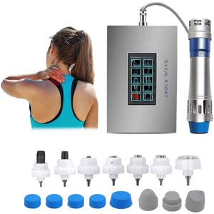 Body Massager Shockwave Therapy Machine for Body Muscle Relaxation Pain Relief with 7 Massager Heads (White)