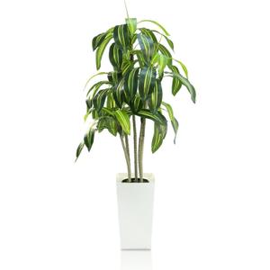 Artificial Dracaena Trees Indoor- 5ft Faux Yucca Plant with White Planter, UV-Resistant Tropical Tall Fake Tree for Home Decor, Living Room, Porch, Patio, Outdoor Housewarming Gift