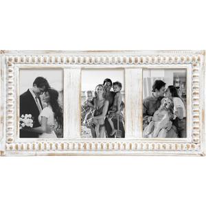 MODE HOME Triple 4x6 Picture Frame, 3 Opening Whitewashed Farmhouse Photo Frame Collage for Tabletop Display, Horizontal 3 Picture Frame 4x6 for Family Memories