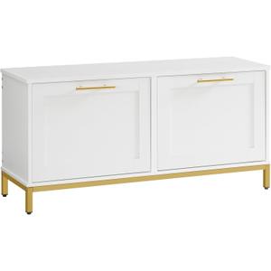 HOOBRO Shoe Bench with Storage, Shoe Storage Bench with 2 Flip Drawers, 39.4"L x 11.8"W x 18.9"H