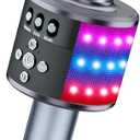 BONAOK Karaoke Microphone for Kids & Adults - Bluetooth Microphones Singing Mic with Disco Lights, Echo Effect, Built-in Speaker Portable Karaoke Player for Party Travel Gifts Q78(Space Gary)