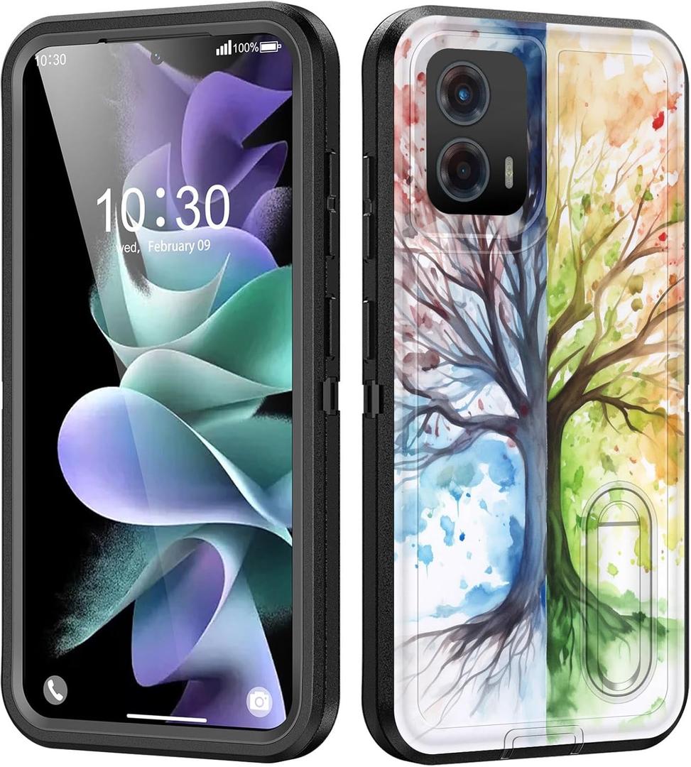 for Moto G 5G 2023 Case with Built in Kickstand,Shockproof/Dustproof/Drop Proof 3-Layer Military Grade Protective Cover for Motorola Moto G 5G 2023,Abstract Colorful Tree of Life
