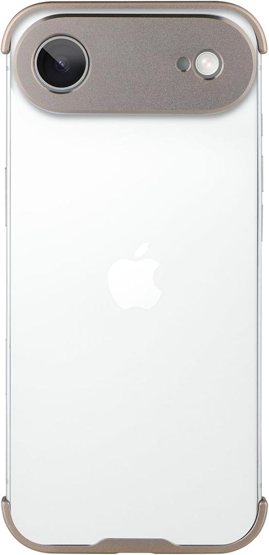 Metal Frameless Phone Case Compatible with iPhone Air, Frameless Minimalist Design, Extremely Highlighting Personality. (Titanium gray)