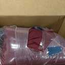 Luxudecor Burgundy Comforter Set King Size 7 Pieces Red and Black Stripe Bed in a Bag Geometric Comforter and Sheet Set, Soft Microfiber Complete Bedding Sets for All Seasons