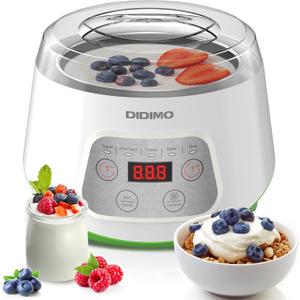 Yogurt Maker, Greek Yogurt Maker with Timer Control and Strainer, Yogurt Maker Machine with Stainless Steel Liner, Electric Portable Yogurt Maker for Yogurt, Greek Yogurt, Cheese, Natto (White)
