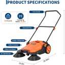 Walk-Behind Floor Sweeper, 25.6 in Sweeping Width, Outdoor Hand Push Sweeper, 5 Gallon Waste Container, Adjustable Folding Handle for Garage Patio Yard Driveway | Outdoor Hand Push Sweeper, 5 Gallon Waste Container, Adjustable Folding Handle for Garage Patio Yard Driveway