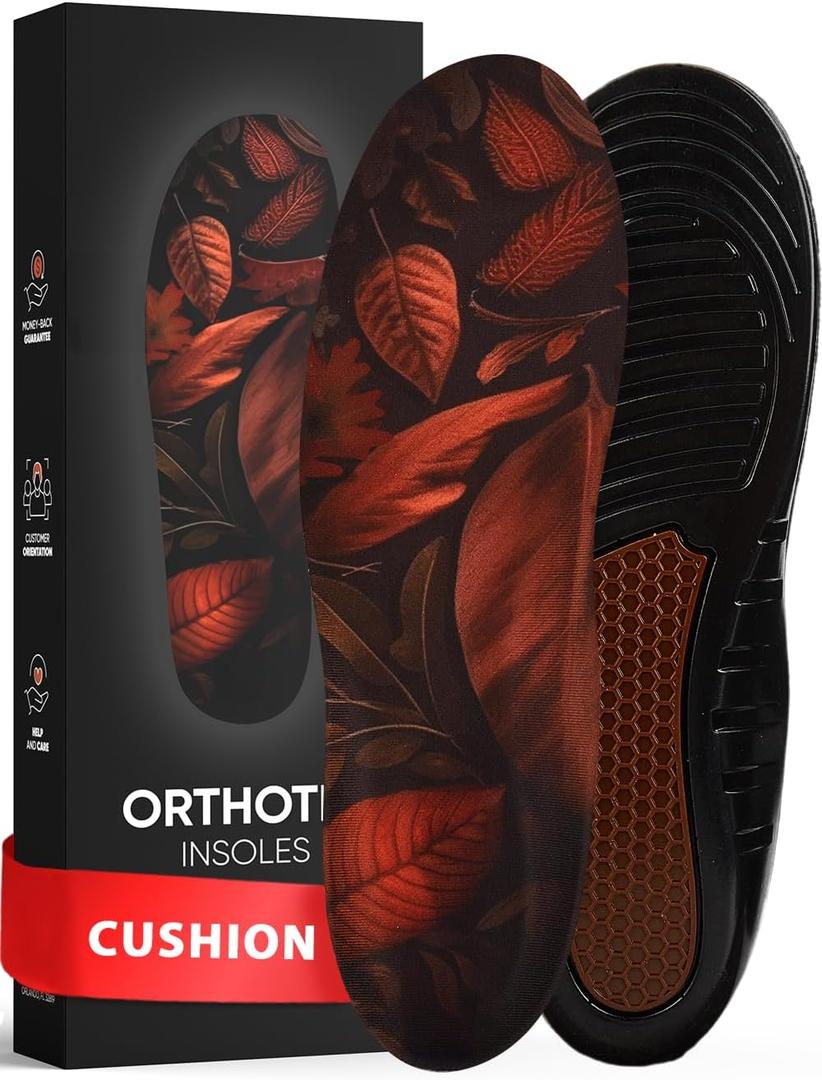 CRUVHEAL Work Comfort Orthotic Insoles - Anti Fatigue Shoe Insert Men Women - Low Arch Support - Shock Absorption - Foot Pain Relief - Work Boot Insoles (M, Brown) (Men 5.5-11 || Women 6.5-12)