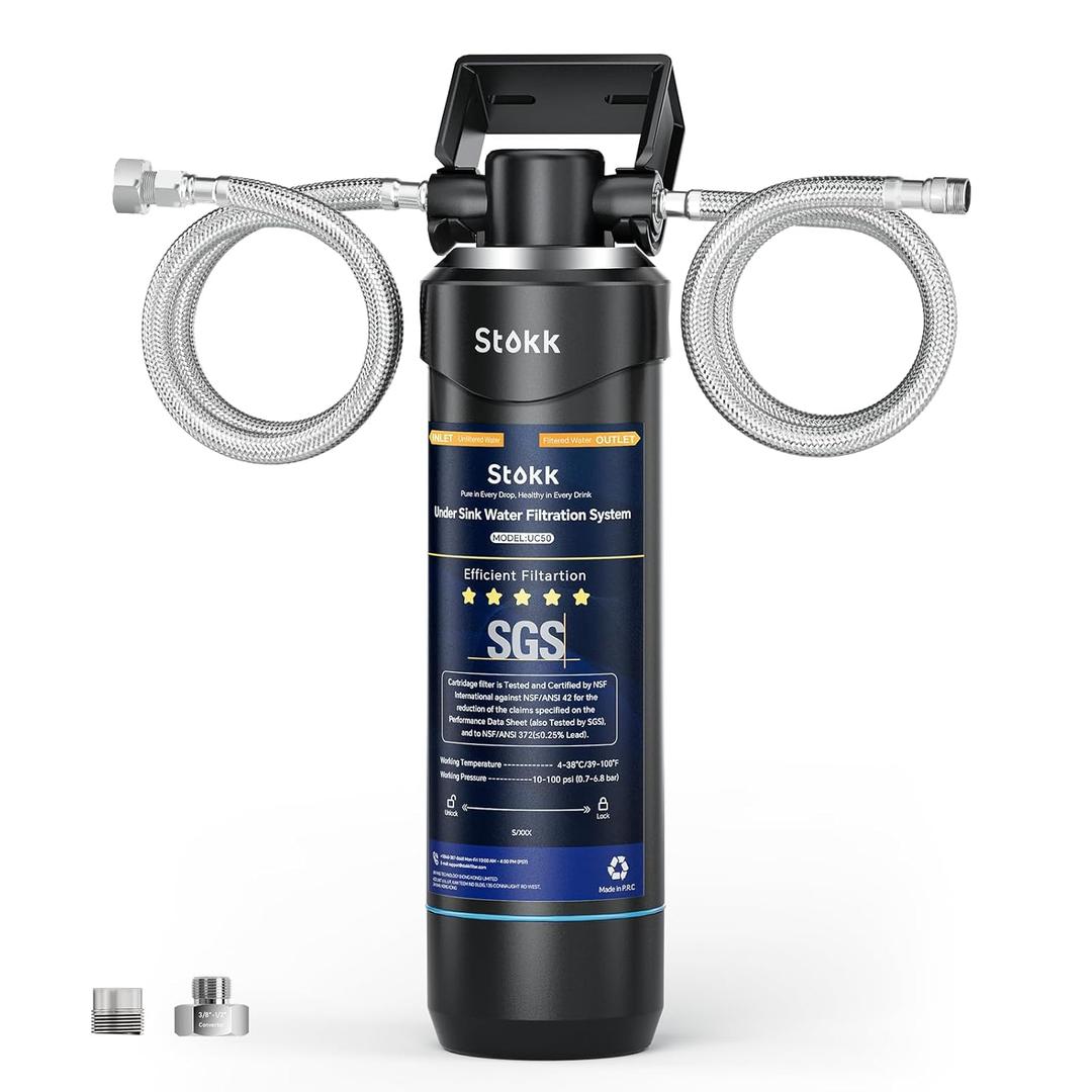 Stokk UC50 Under Sink Water Filter, Reduces Lead, Chlorine, Bad Taste & Odor, 26000 Gallons Under Counter Water Filter Systems Direct Connect to Kitchen Faucet, NSF/ANSI 372& 42& 53 (Black)