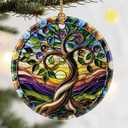 Christmas Ornaments, Dodosky 2.8in Ceramic Tree of Life Ornament, Xmas Decor, Christmas Tree Ornaments, Xmas Decorations for Tree, Holiday Ornament, Lavender Flower Gifts, Gifts for Women, Mom