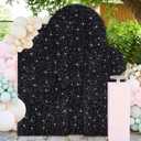 FUHSY Sequin Arch Cover Black Arch Backdrop Cover Set of 3 Arch Covers Stretchy Backdrop 6ft 5ft 4ft Spandex Backdrop Arch Stand Cover Glitter Arch Frame Cover Fabric for Halloween Party Decoration