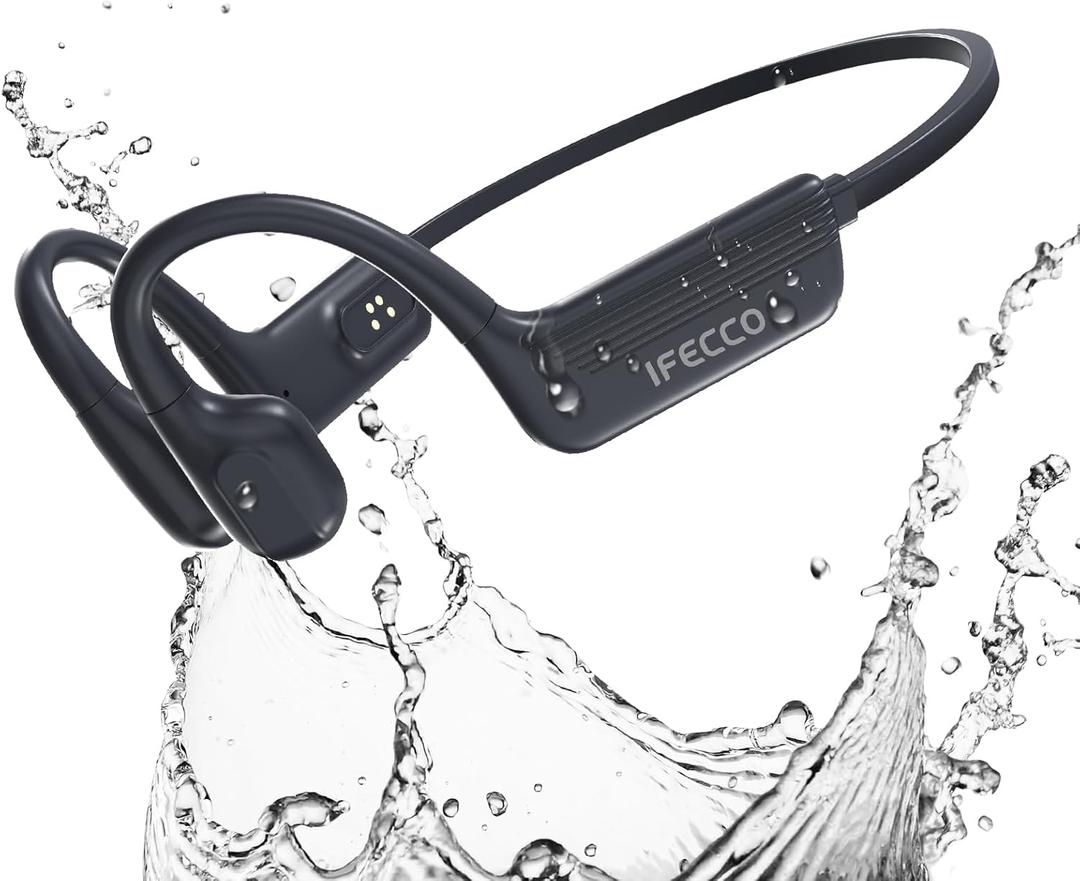 IFECCO Waterproof Bone Conduction Headphones - Bluetooth 5.4, IP68 Waterproof, Open Ear Earbuds for Swimming, Cycling, Running