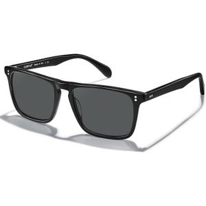 CARFIA Retro Polarized Sunglasses for Men UV Protection Hand-crafted Acetate Frame Fashion Cool Sun Glasses CA53572 (1. Black Frame Gray Lens)