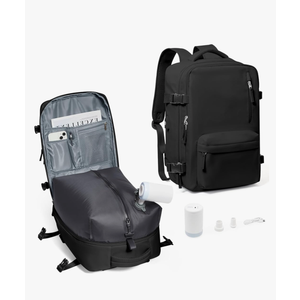 Vacuum Compression Backpack, Travel Vacuum Backpack with Electric Vacpack Pump, Flight Approved Carry On Personal Item Suitcase Luggage for Men Women, Black