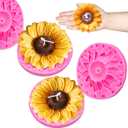 Wehous 2PCS Large Sunflower Silicone Molds, 3D Flower Silicone Molds for Chocolate Fondant Cake Decoration, Flower Soap Wax Candle Polymer Clay Molds for Handmade Art Craft Baking Tool