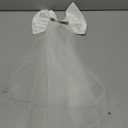 SWEETV Bridal Hair Bow Veil White Bow Clip Bachelorette Party Decorations Pearl Accessories Bride to Be Bridal Shower Gift