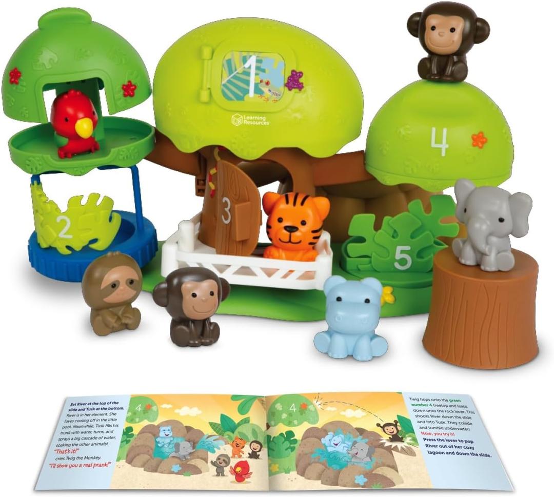 Learning Resources Peeksville Learning Jungle Playset, Animal Kingdom Figurines, Zoo Toy, Tiger, Lion, Animals, Fine Motor Skills For Kids, Toddler Gifts For Girls And Boys