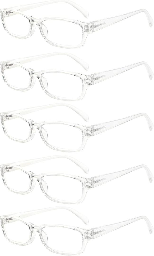 5 Pack Computer Reading Glasses Men and Women Anti Eyestrain Blue Light Blocking Glasses for Reading (5 Clear, 2.50)