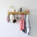 Wall Mounted Coat Rack with Shelf Hooks, 4 Hooks,Coat Hanger Wall Mount,Wall Hooks for Hangering Coats,Command Hooks Alternative Coat Hooks Wall Mounted, Set of 2 (Oak Color)